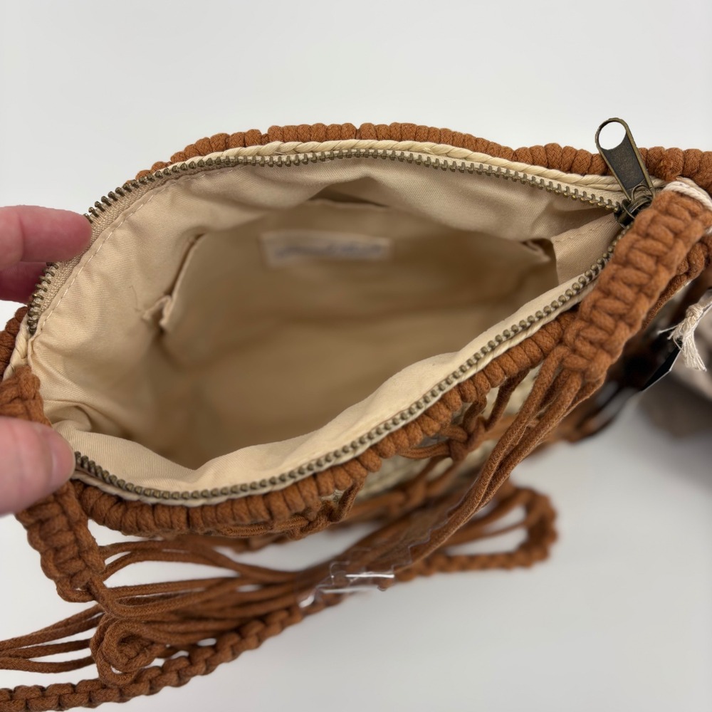 Universal Thread Macrame Straw Crossbody Bag Brown Tan Woven Boho‎ NWT - Picture 4 of 4